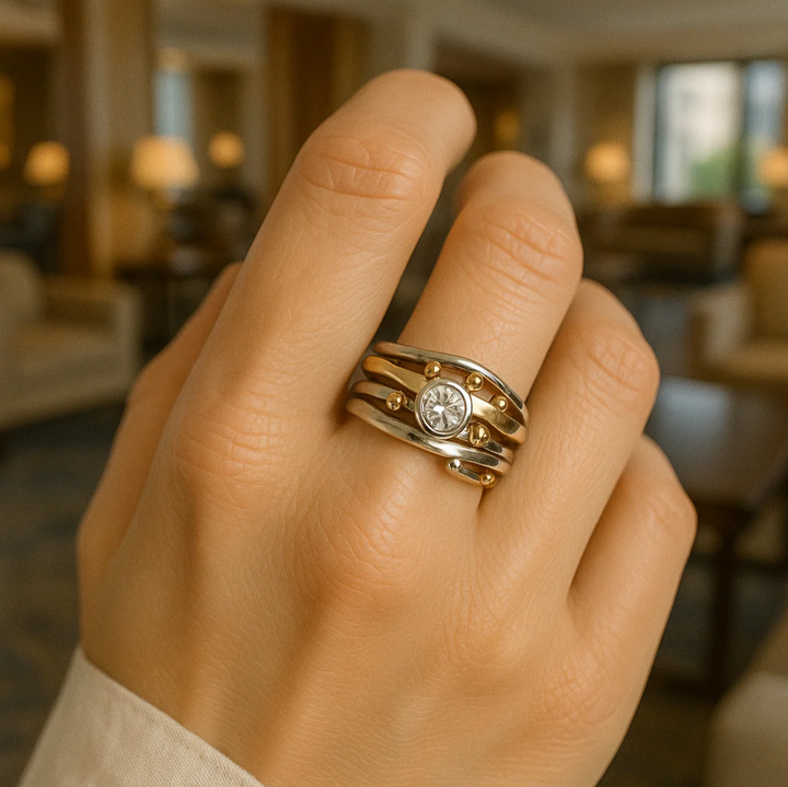 Štěpánka - Bague vintage en or avec zircon intégré