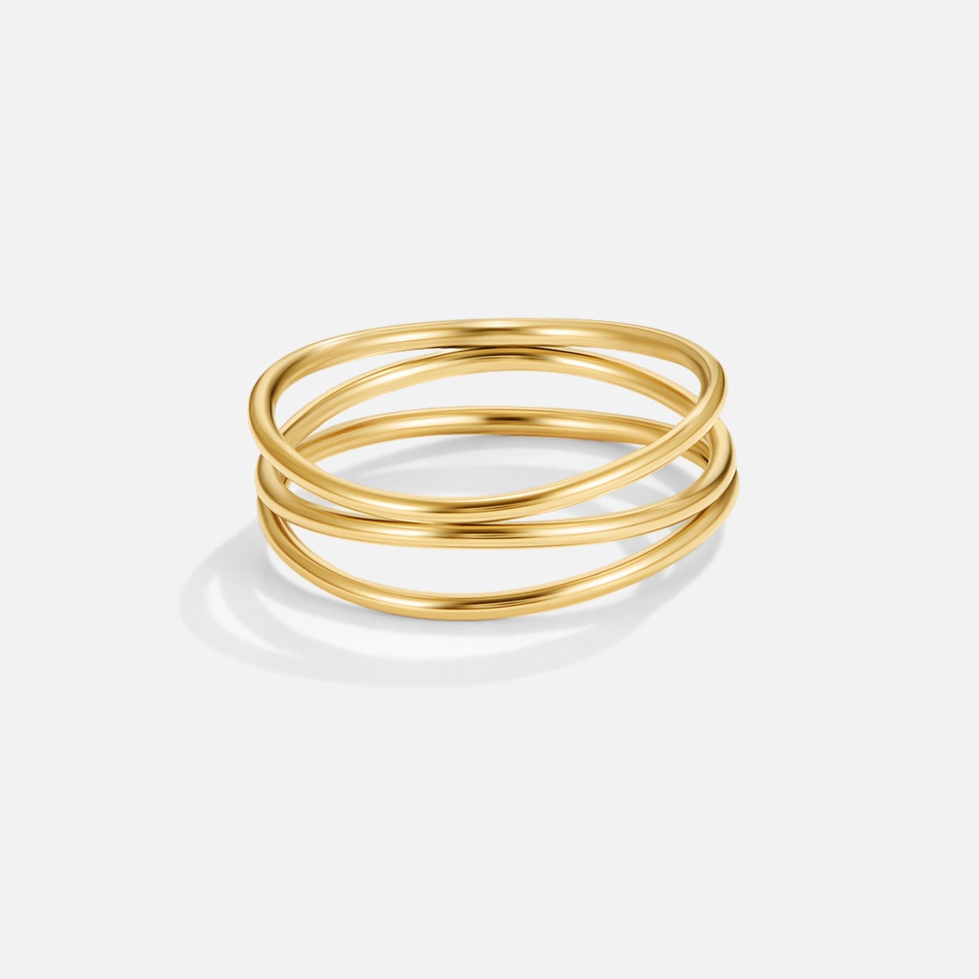 Valérie – Bague en or avec des lignes croisées.