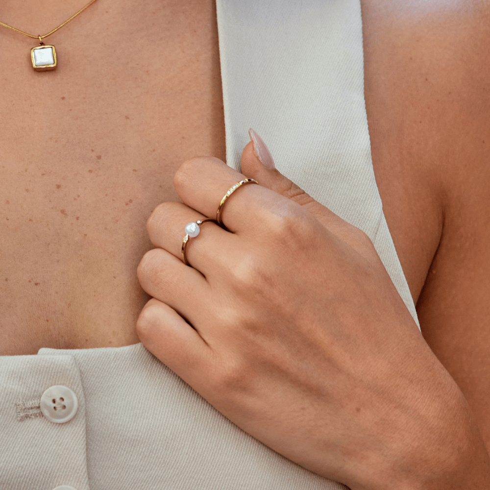 Bague en perles d'eau douce